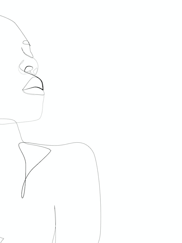Line Drawing Of A Woman'S Face 1