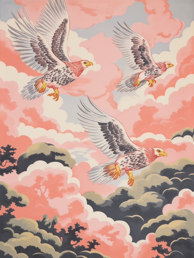 Vintage Japanese Inspired Bird Print Harrier