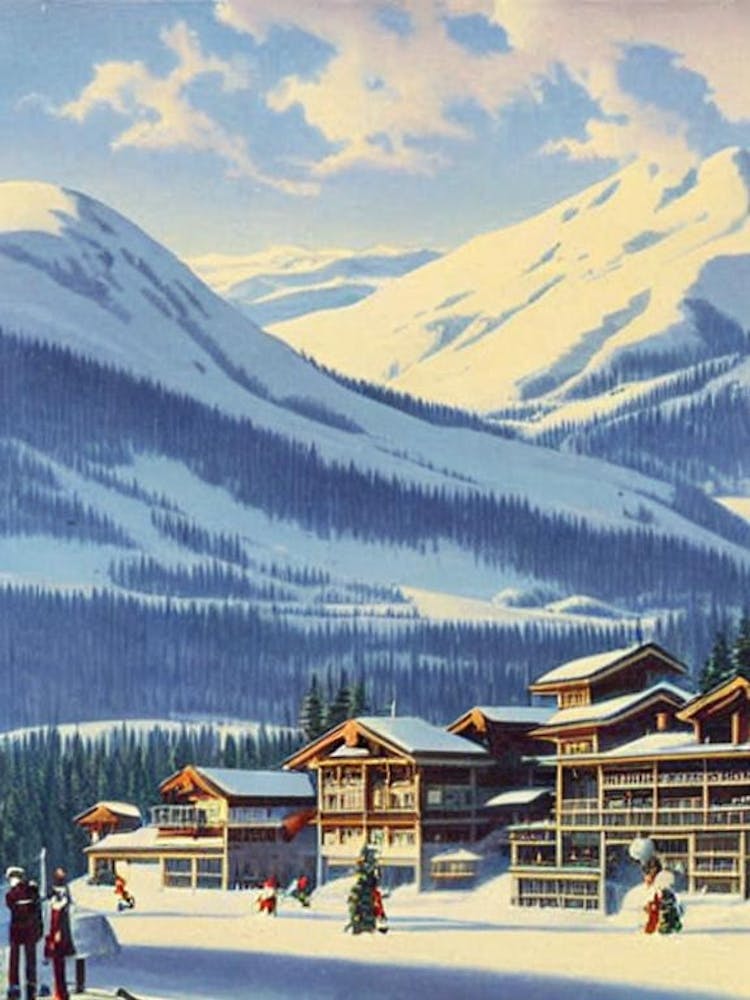 Appi Kogen, Japan Ski Resort Vintage Landscape 2 Skiing Poster