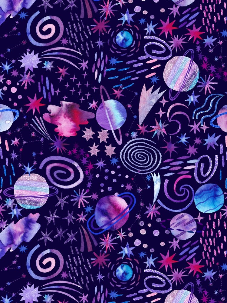 Galaxie-Gemälde — Weltraum-Neon-Aquarell #8