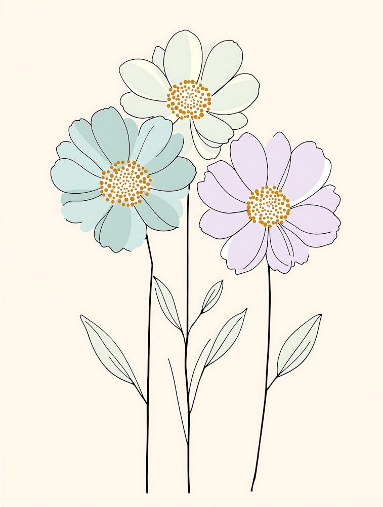 Pastel Botanical Elegance with Delicate Stems