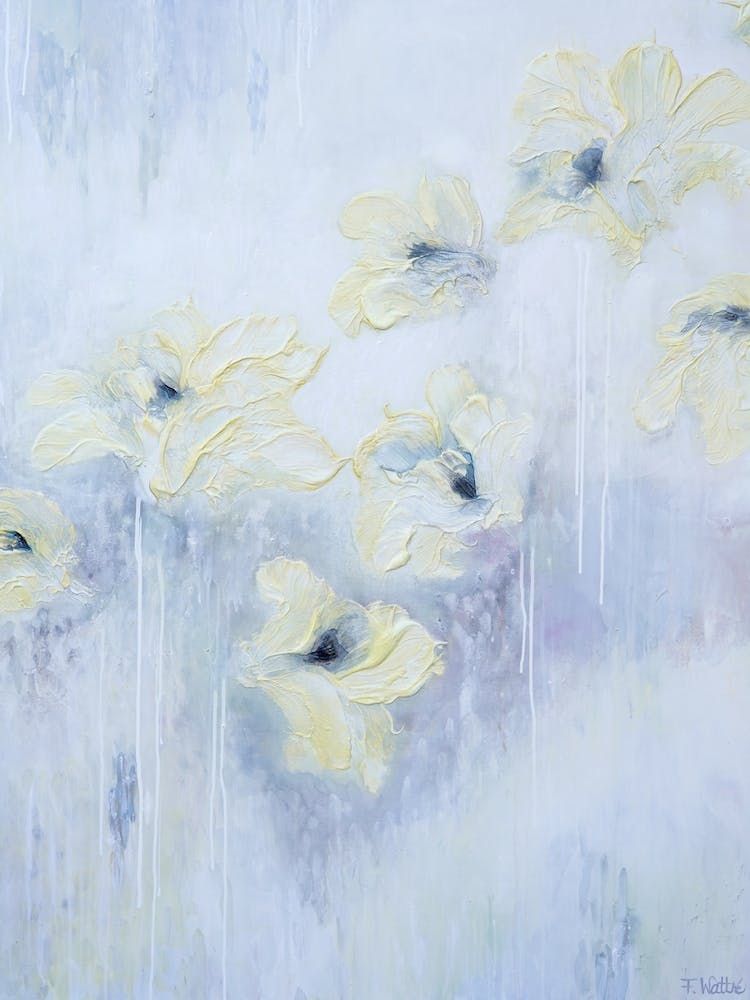 Yellow Flowers And Grey Painting