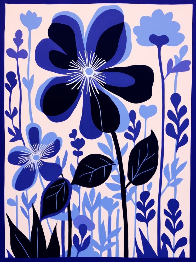 Blue Flower Illustration Columbine 1