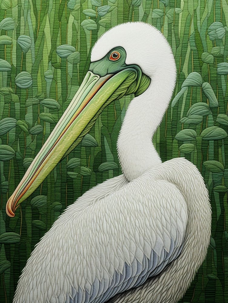 Ohara Koson Inspired Bird Painting Pelican 3