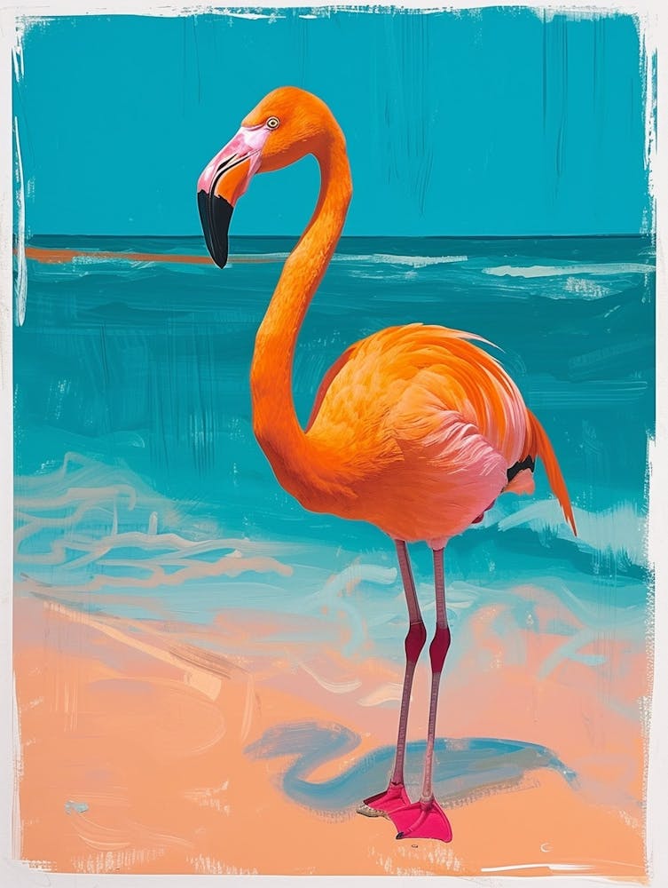 Greater Flamingo Ra Lagartos Yucatan Mexico Tropical Illustration 2