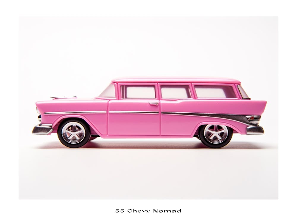 Toy Car 55 Chevy Nomad Pink Poster