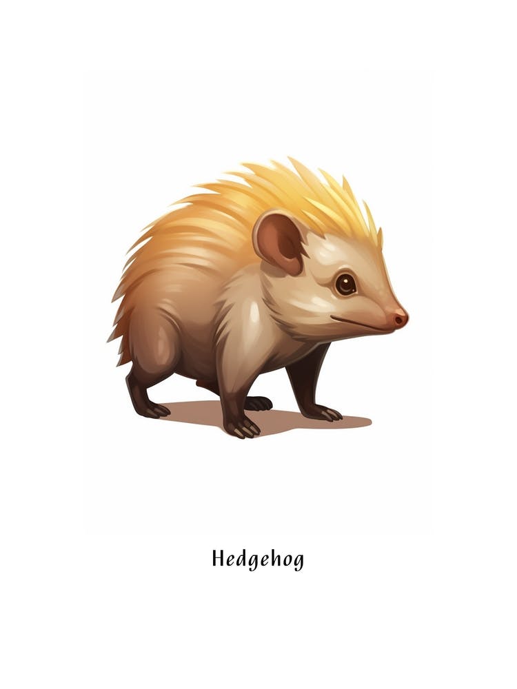 Hedgehog Kids Animal Poster