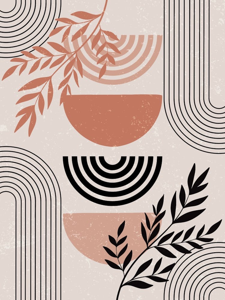 Abstract Botanical Modern Minimalist Terracotta