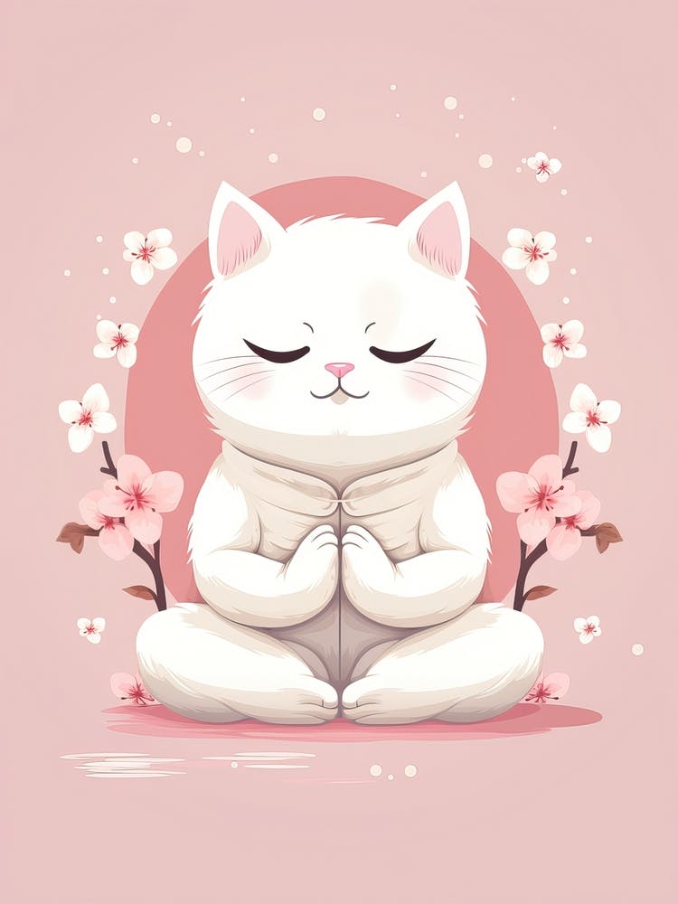 Kawaii Cat Drawings Meditating 4