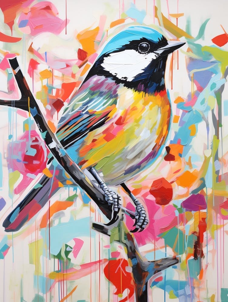 Colourful Bird Painting Carolina Chickadee 1