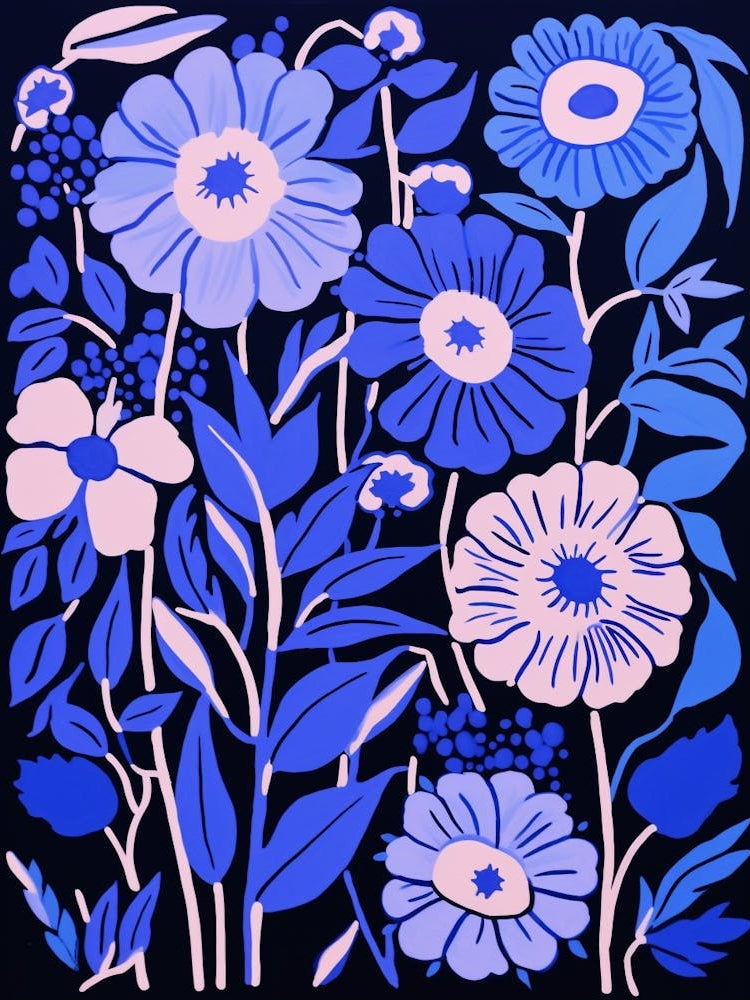Blue Flower Illustration Asters 5