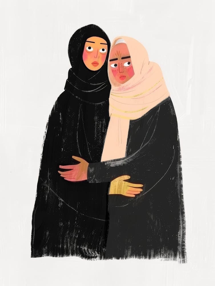 Two Muslim Women Hugging