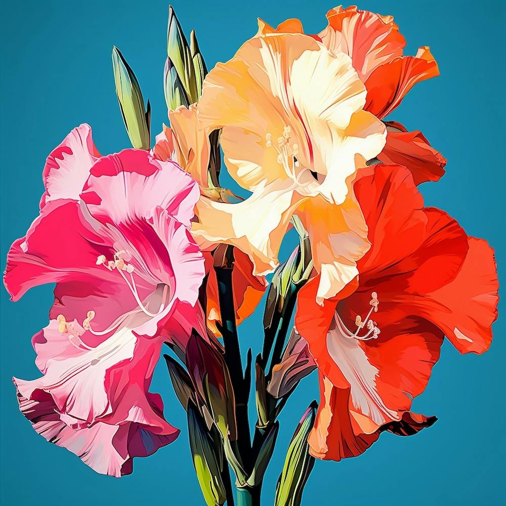 Andy Warhol Style Pop Art Flowers Gladiolus 4 Square