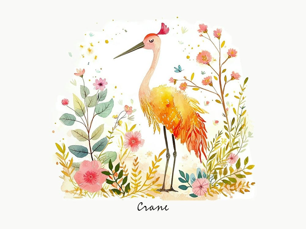 Little Floral Crane 2 Poster