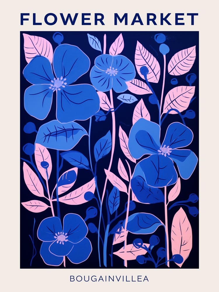 Blue Flower Market Poster Bougainvillea 2