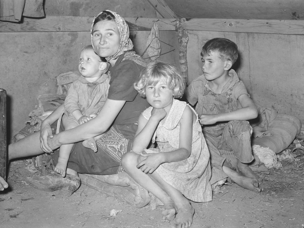 White Migrant Mother With Children, Weslaco, Texas, See General Caption 32108 D By Russell Lee