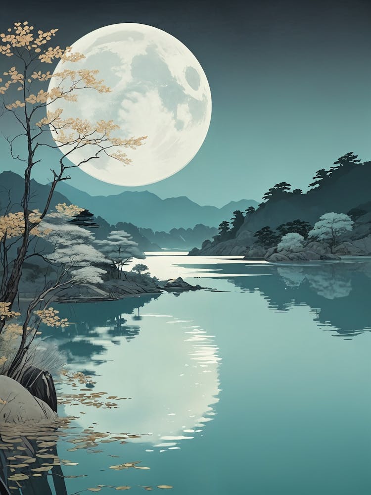 Full Moon Lake Reflection