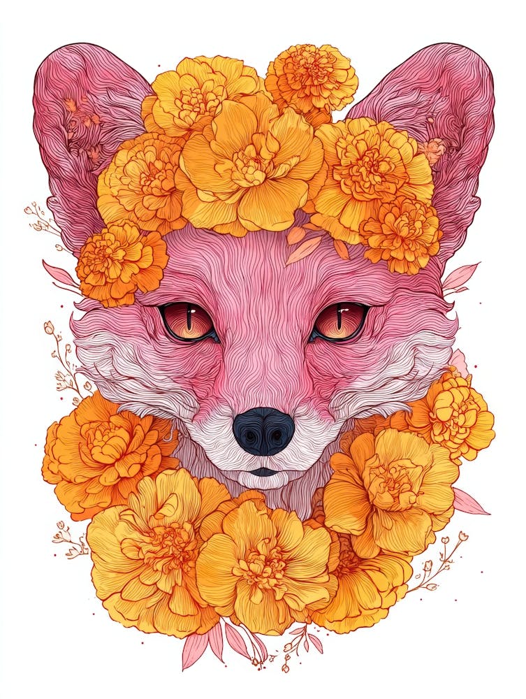 Fuchs mit Blumen 8