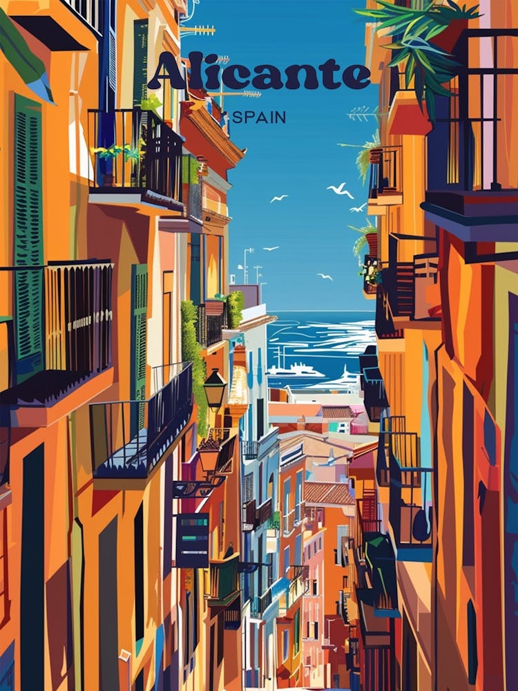 Alicante Espagne Illustration de Voyage Escarpée
