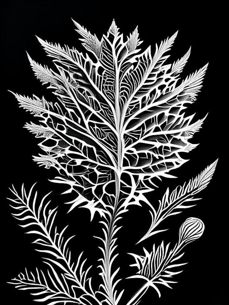 Milk Thistle Leaf Linocut
