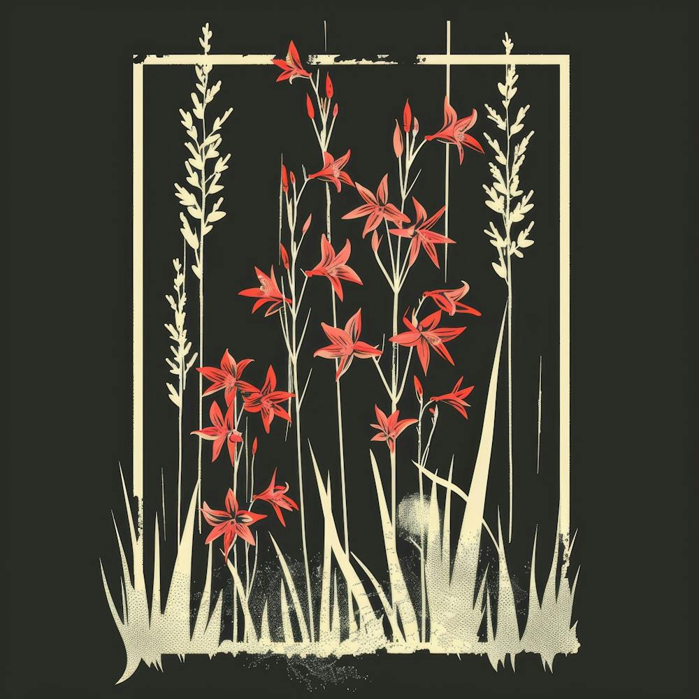 Rote Blumen in einem Rahmen