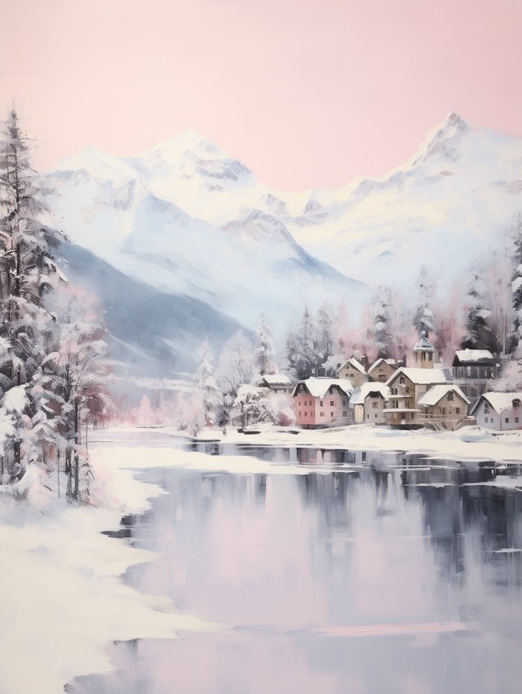 Dreamy Winter Painting St Moritz Switzerland 1