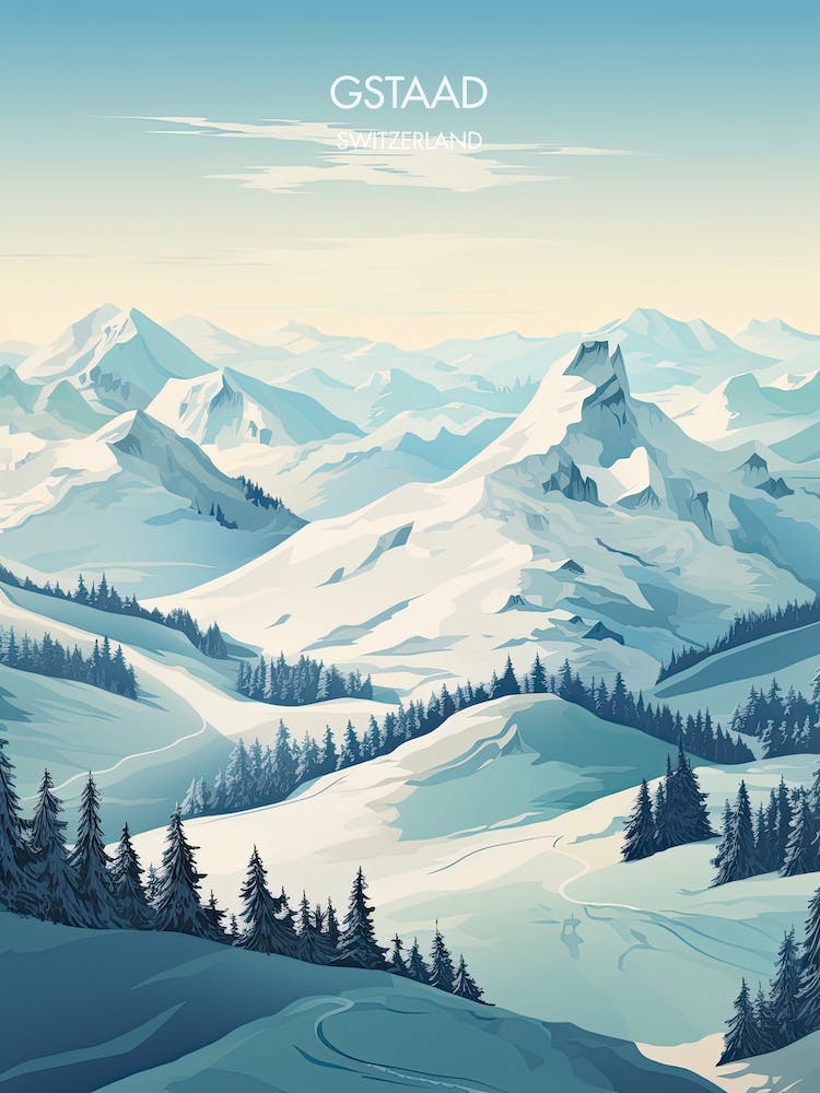 Poster Of Gstaad   Switzerland, Ski Resort Illustration 0