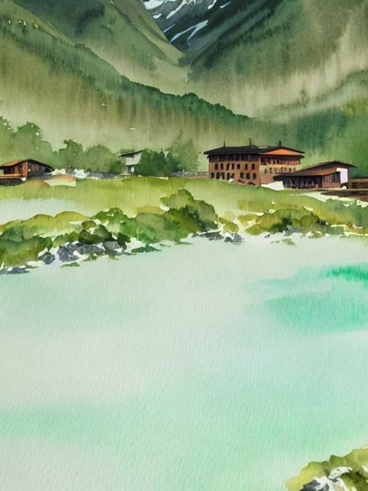 Gran Paradiso National Park Italy Water Colour Poster