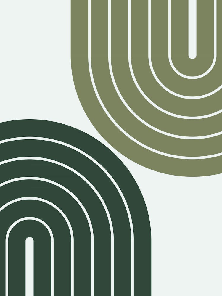 Midcentury Modern Geometric Rainbow Ivv In Sage Pine Green 01