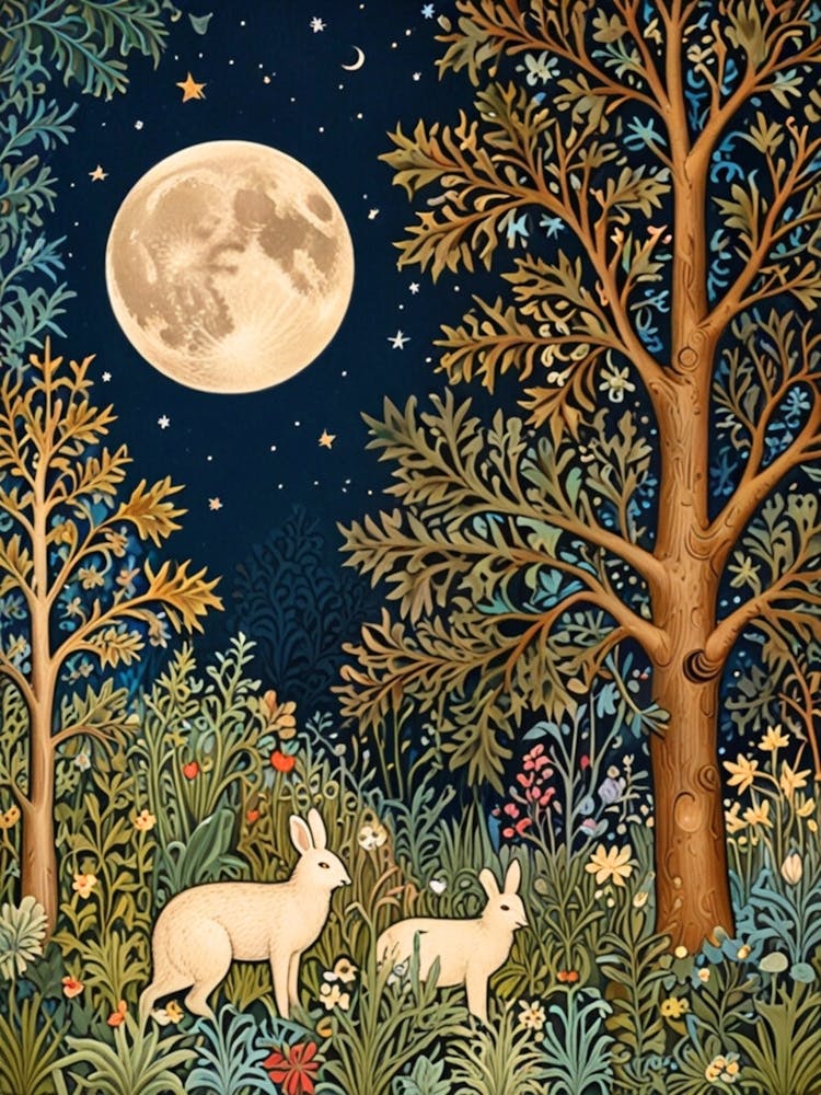 William Morris Rabbits Under The Moon