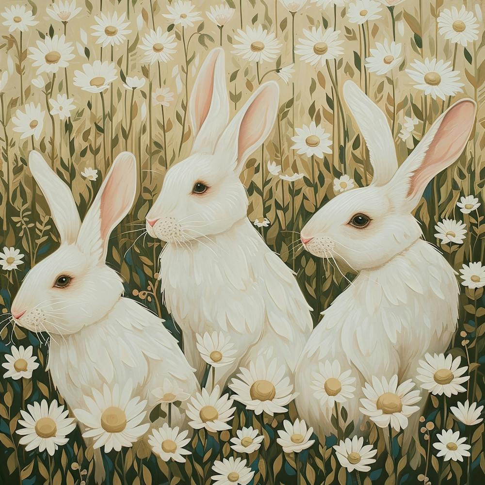 White Rabbits Fairycore Painting 3 Art Print by All Things Fairy – Fy!