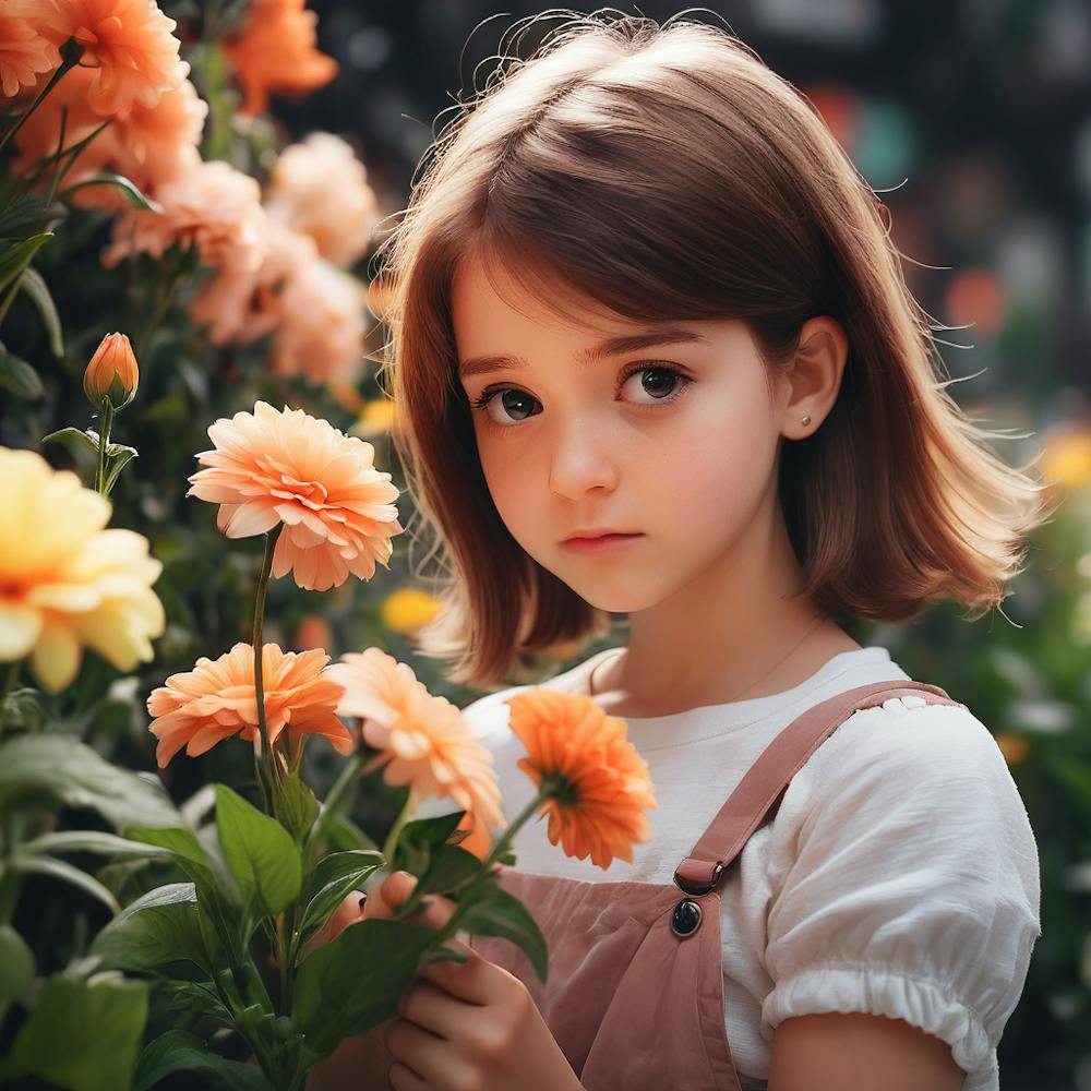 Kleines Mädchen mit Blumen