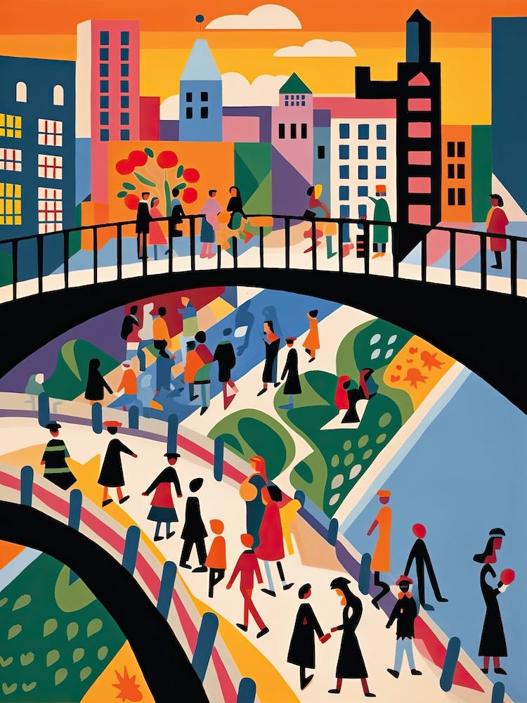 Millennium Bridge, London, England, Colourful 4