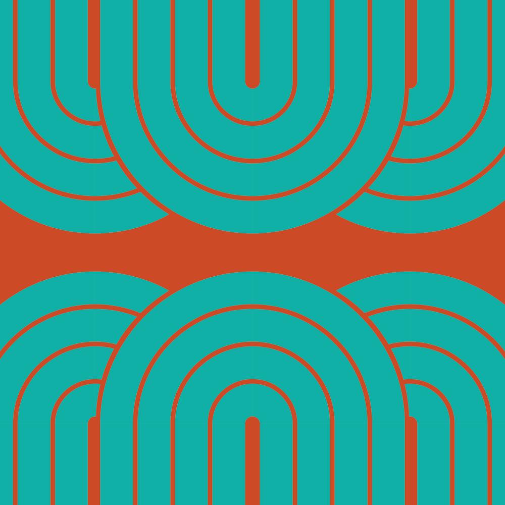 Midcentury Modern Arch Pattern Vxiii In Persian Green Dark Pastel Red 02