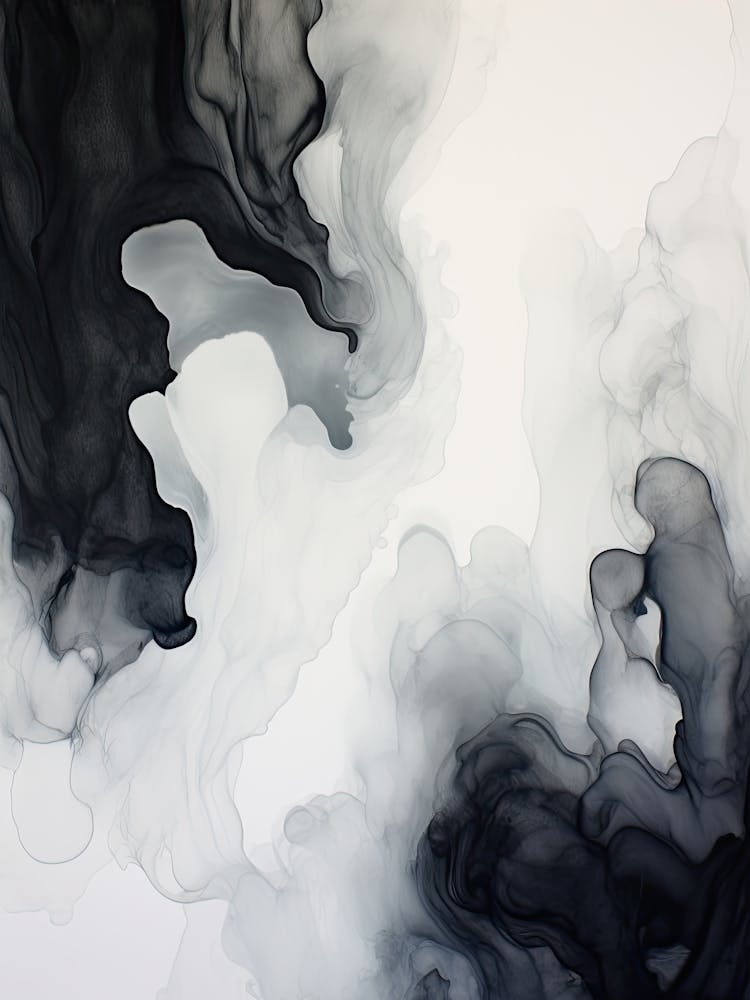 Black And White Flow Asbtract Painting 7