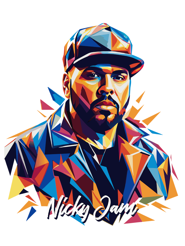 Nicky Jam 01 Portrait Music Icon Style WPAP Pop Art