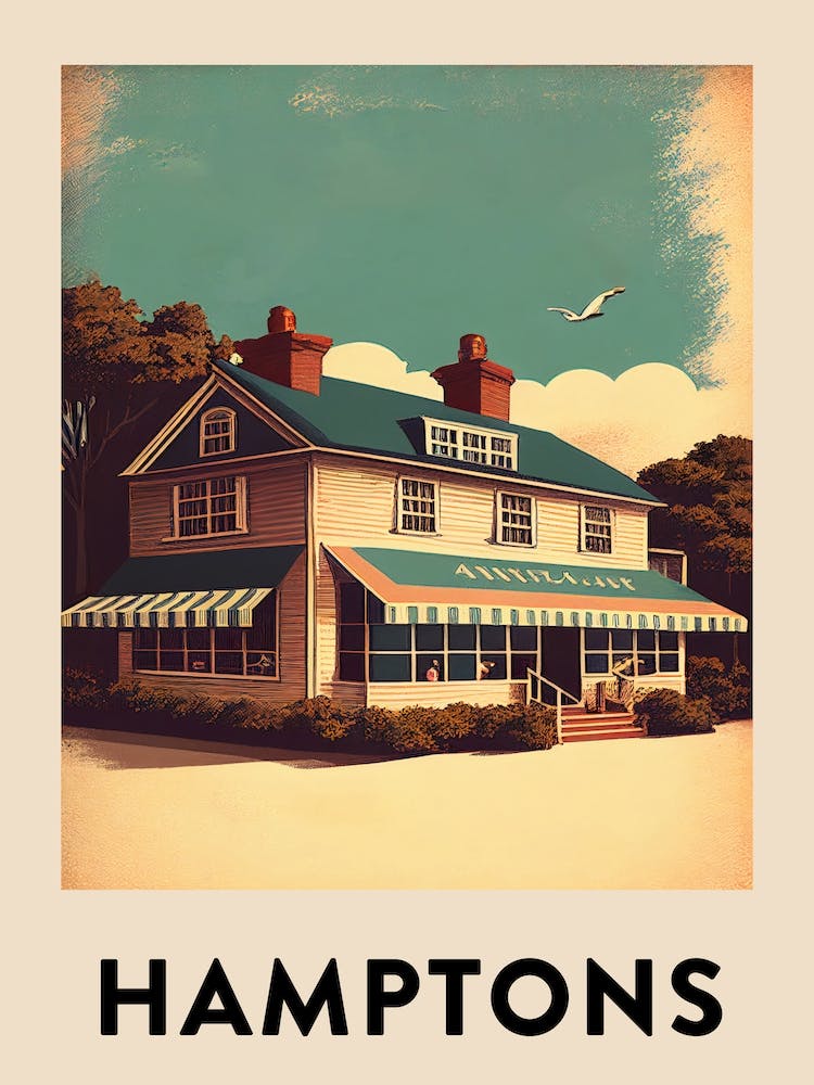 Hamptons 2 Vintage Travel Poster
