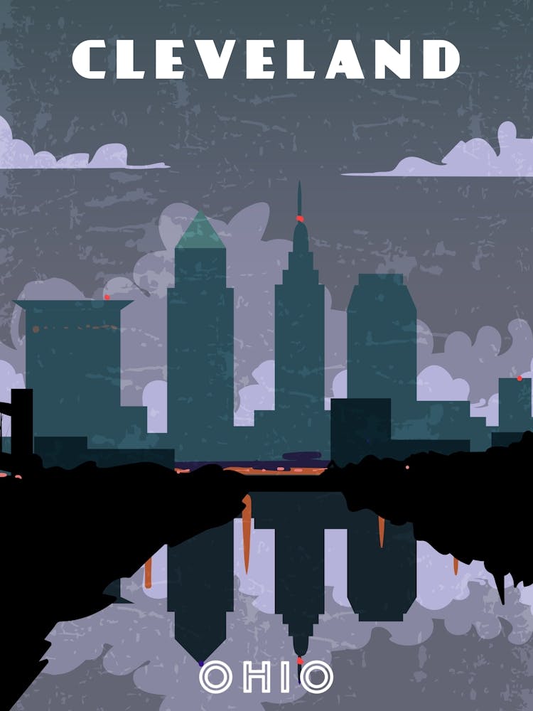 Cleveland, Ohio, USA — Retro travel minimalist poster