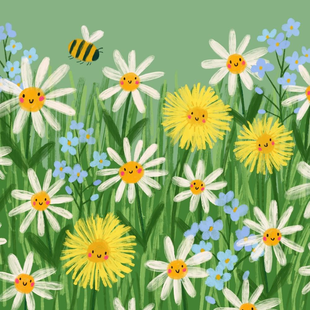 Summer Meadow Wildflowers Square