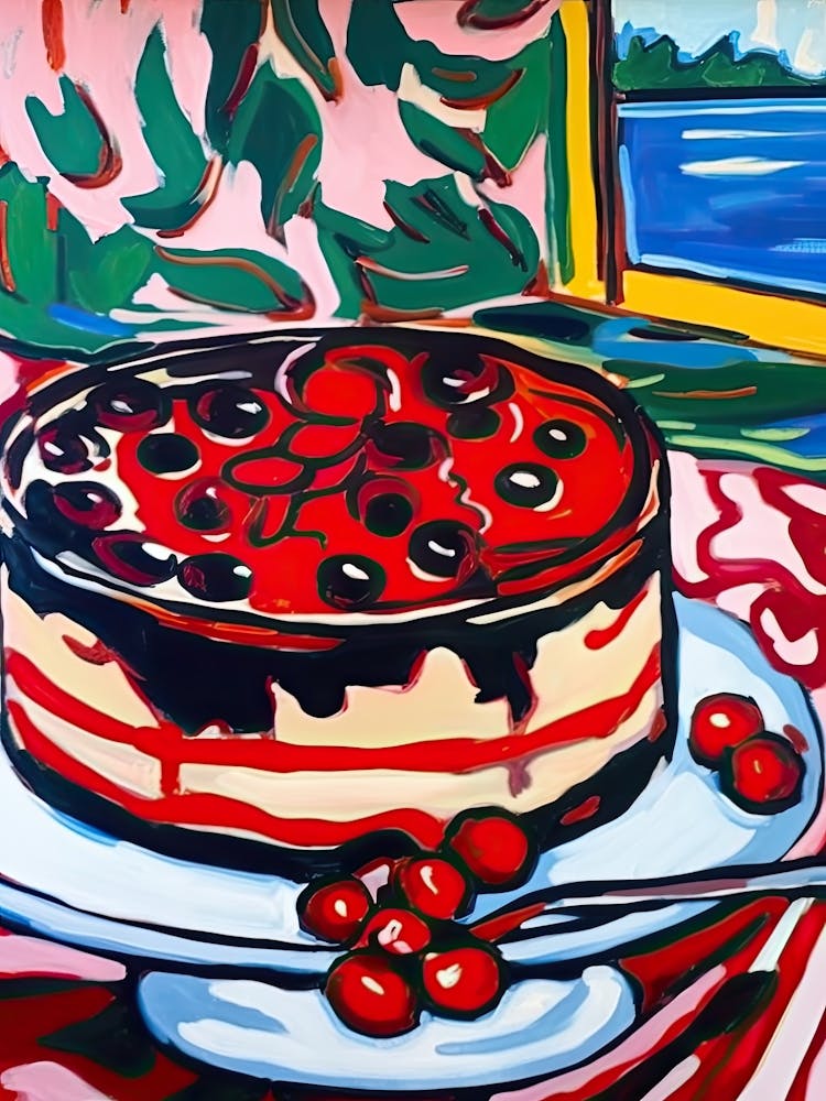 Cherry Cheesecake Painting 1