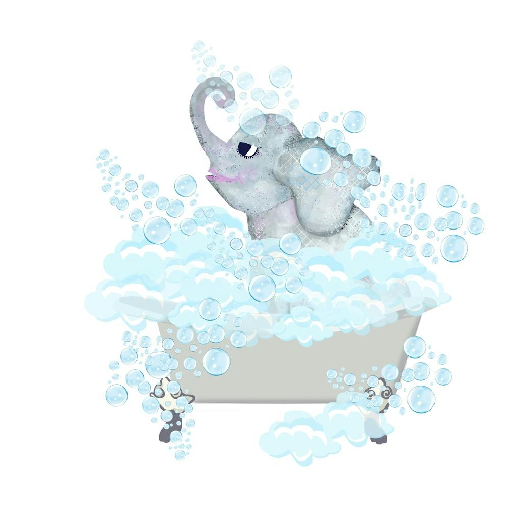 Éléphant prenant un bain moussant