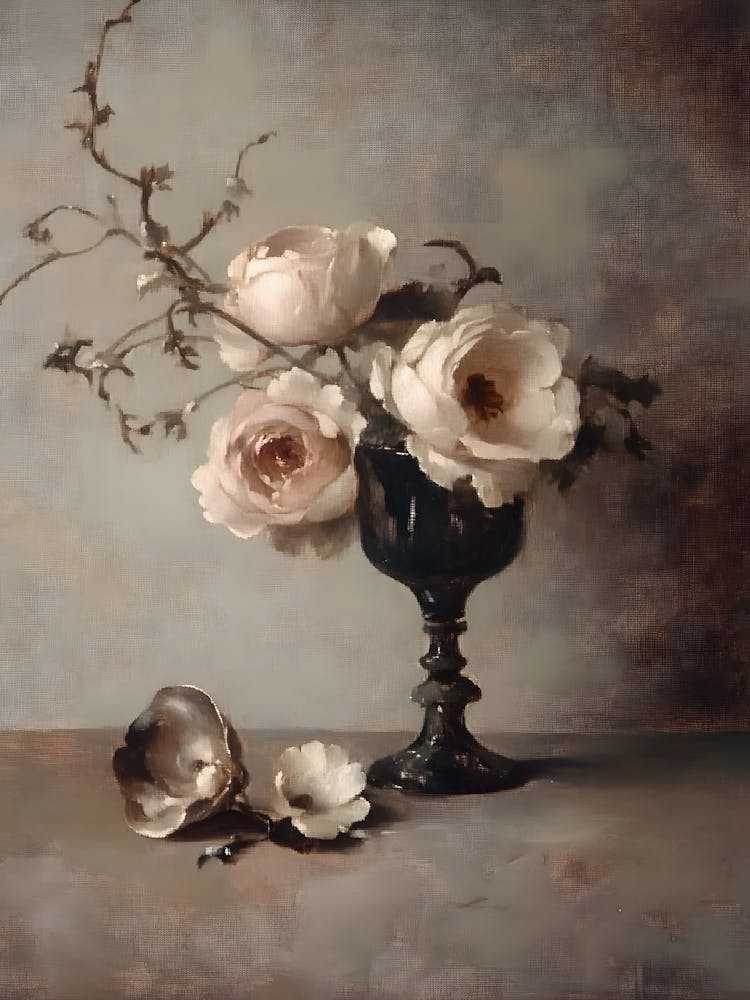 Vintage Flower Roses In A Vase 6