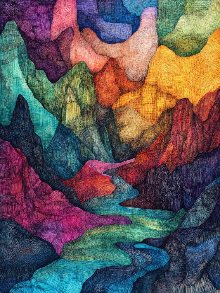Colourful Mountain Illustration Poster 10