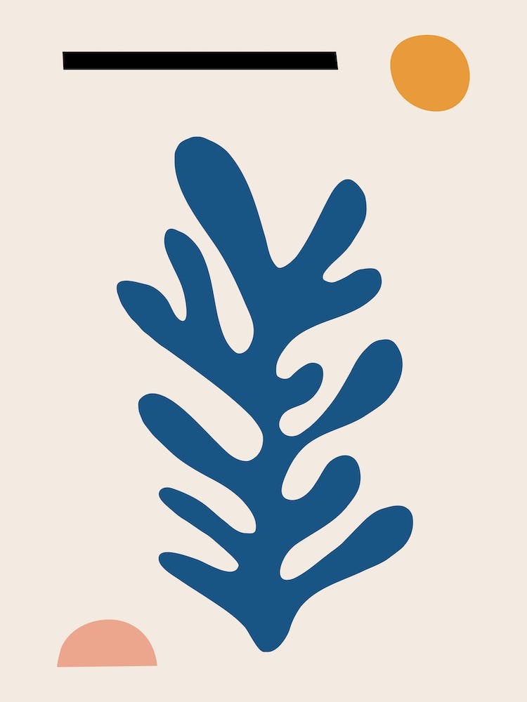 Blue Leaf Inspired By Matisse