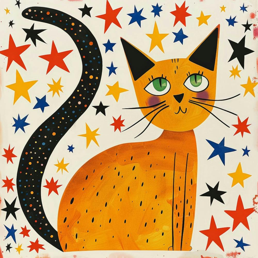 Orange Cat With Stars 1
