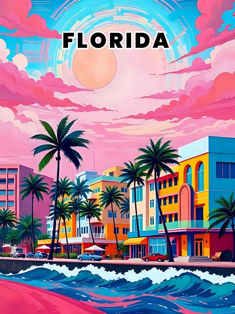 Affiche de Voyage Vintage Vibrante de la Floride 20