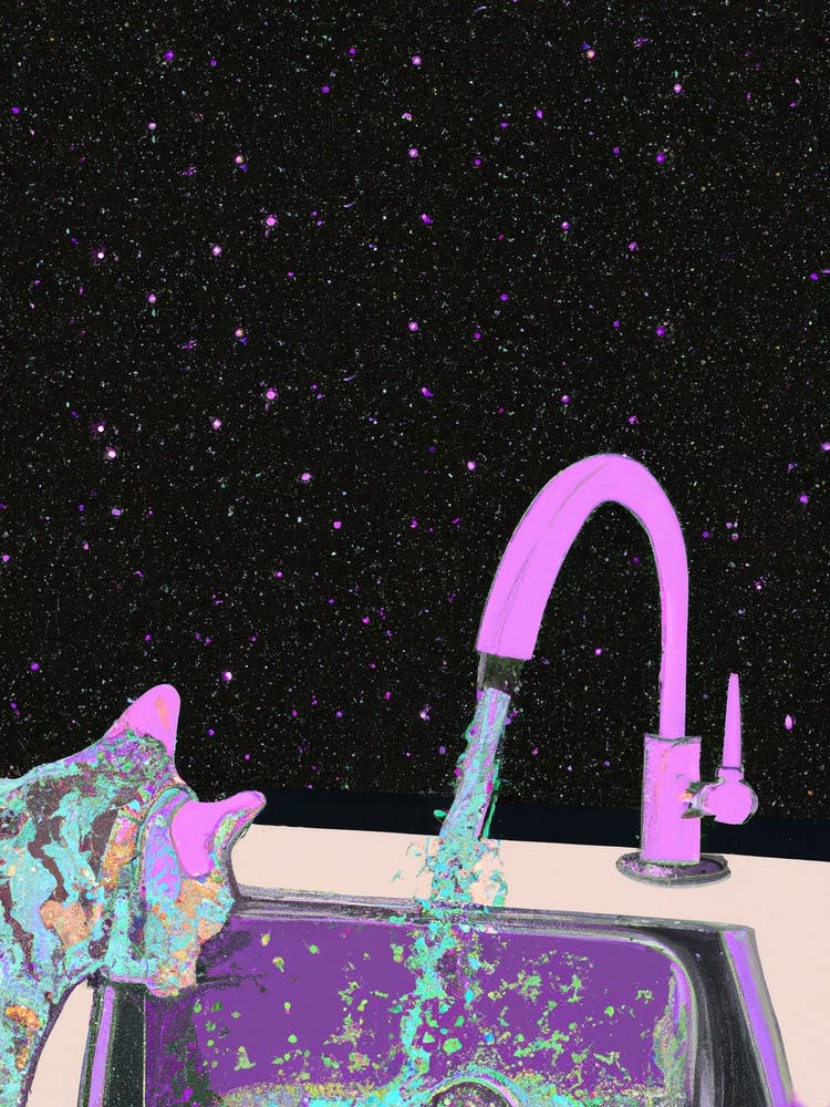 Space Cat In The Kitchen Sink