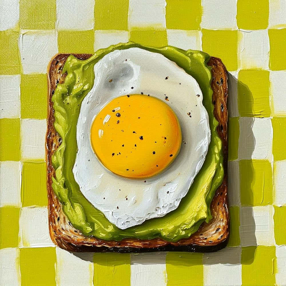 Avocado Egg On Toast Yellow Checkerboard 2
