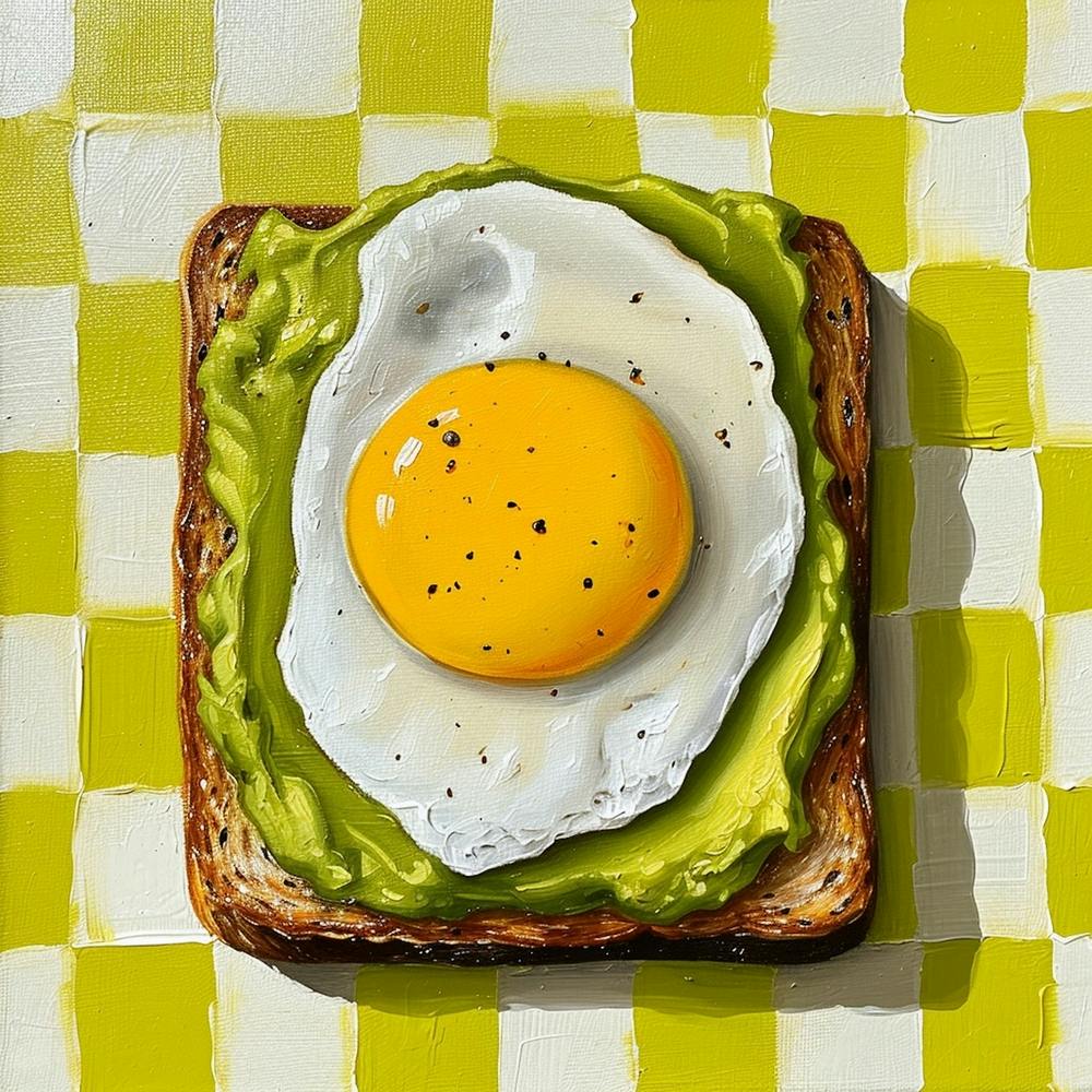 Avocado Egg On Toast Yellow Checkerboard 2
