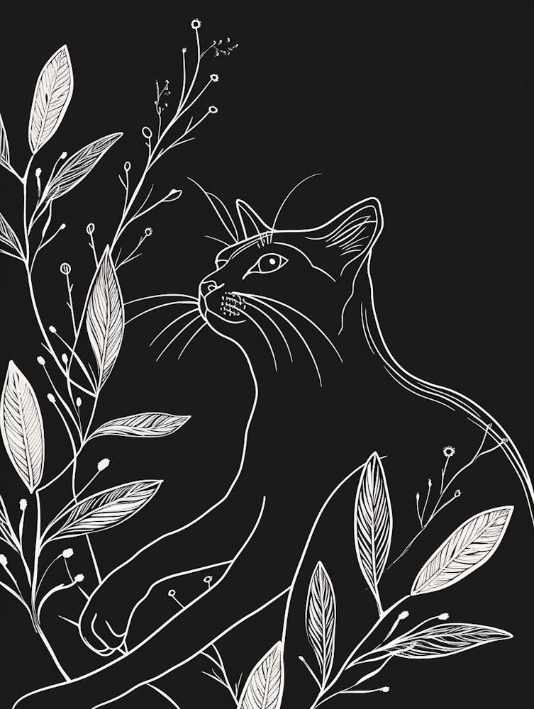 Oriental Shorthair Cat Minimalist Illustration 3